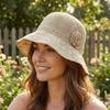 Big Brim Straw Sun Hat French Style Sun Protection Cap Sunscreen Knitted Bucket Hat  Girls