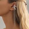 2Pcs/set C Shape Baroque Pearl Clip Earrings Women Long Tassel Chain Y2K Ear Cuff Ear Clip Without Hole Cartilage Jewelry New