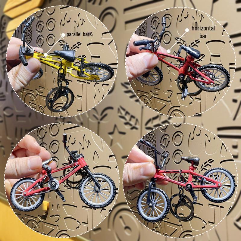 Creative Cartoon BMX Bicycle Keychain Toy - Finger-Sized Simulation Model Gift