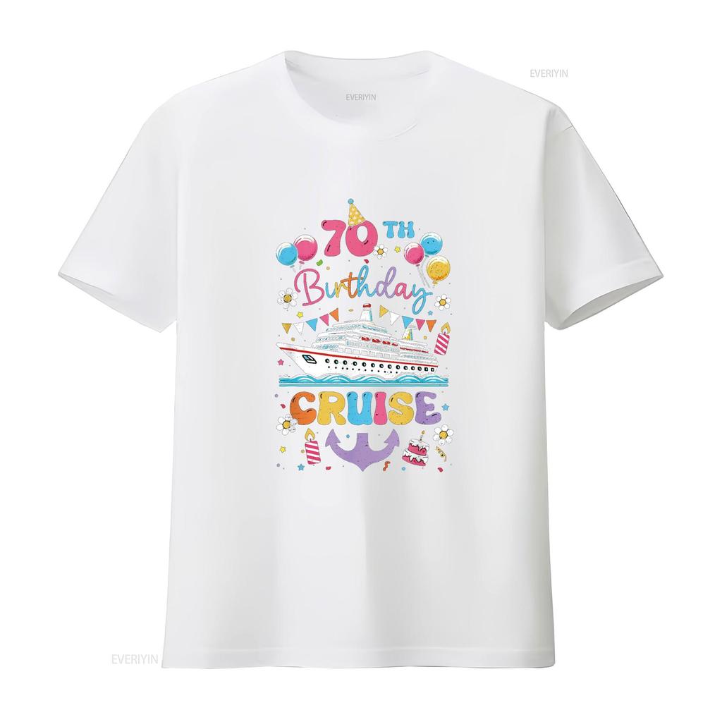 70th Birthday Cruise 70 Years Old Cruising Crew T Shirt vintage Washed Breathable Casual homme Stylish Unisex Stretched