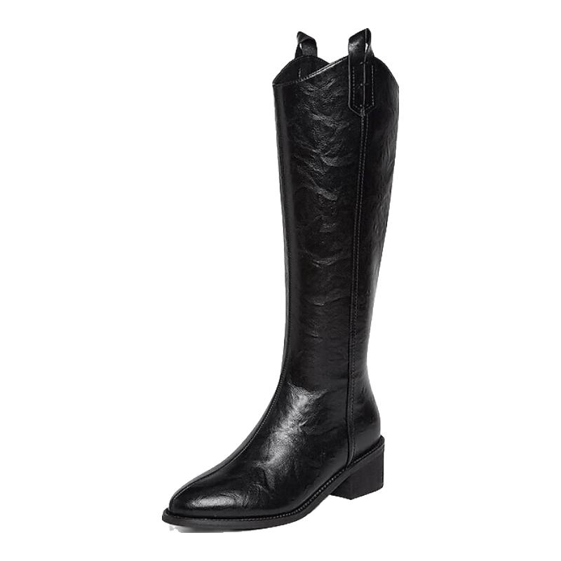 Baistu Women s 2024 Winter Retro Thick-Heel Knight Long Boots 39