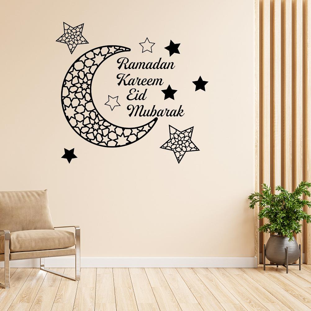 Ramadánský srpek Akrylová zrcadlová samolepka 3D Samolepicí nástěnná samolepka na dveře okna skříně