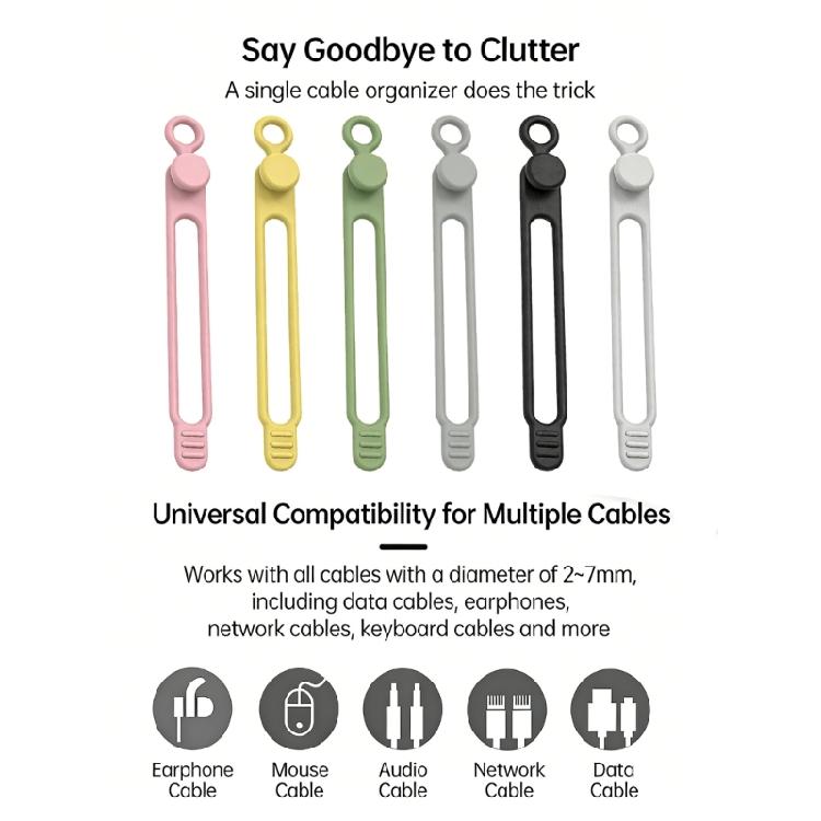 10pcs Reusable Silicone Cable Fasteners Data Cable Organizers Multipurpose Elastics Cord Organizers