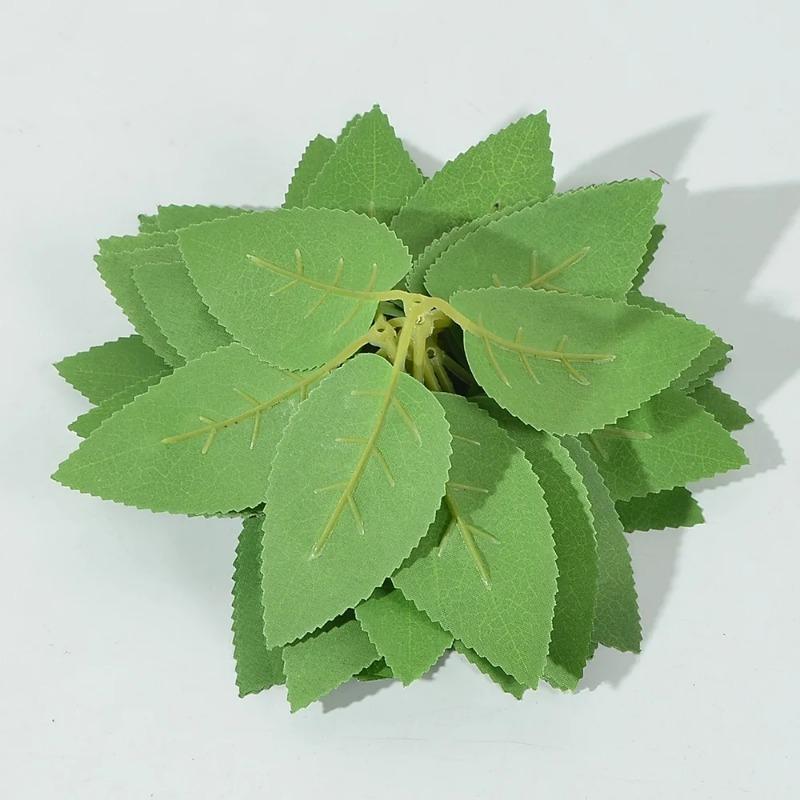 20pcs Silk Roses Green Leaf Artificial Plants Decorative Flowers for Wreaths Christmas Home Decor Wedding Bridal Accessories
