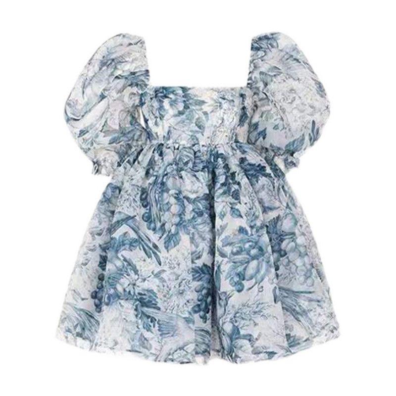 

Lace Princess Mini Puff Dress Ink Painting Ink Print lace(High quality) S