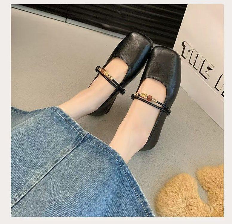 Flat-soled Mary Jane Shoes Women's 2026 New Single Shoes Spring French Shallow Mouth Retro Soft-soled Leather Shoes Ballet Shoes