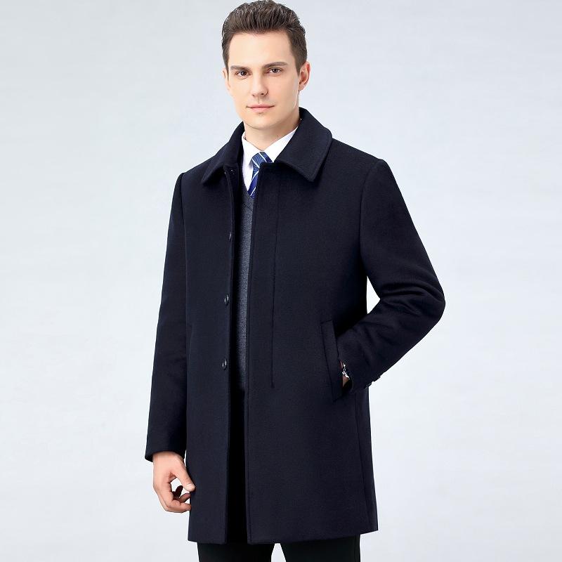 Men's Autumn and Winter Cashmere Coat Men's Short Middle-aged Business Casual Wool Woolen Thickened Coat
