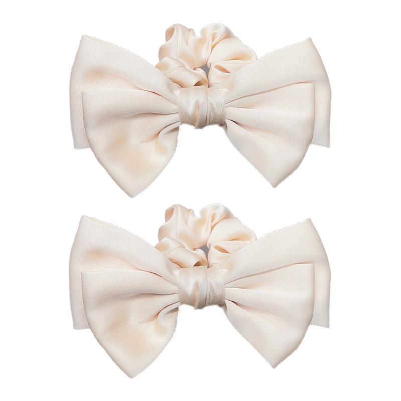 

French Retro Satin Bow Hair Band for Women s Large Sweet Ponytail Headband Solid Color Rubber Band Girl Hair Accessory