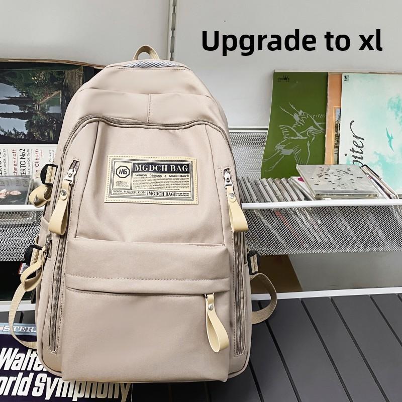 Nylon Material Anti-theft Backpack For Middle School Students Black/red/white/khaki