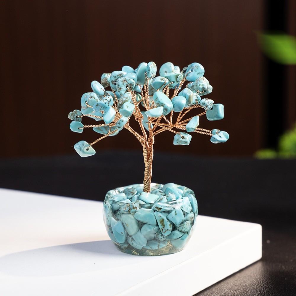 Crystal Money Tree Miniature Decor With Natural Gemstones For Feng Shui Wealth