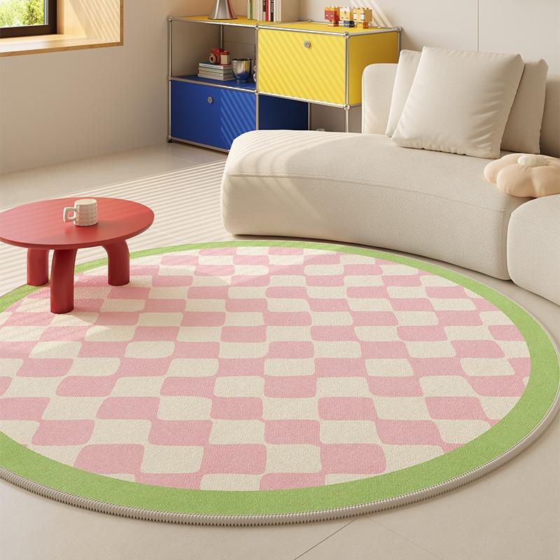 Round Living Room Carpet Blue Carpets Candy Color Rug Cute Sweet Girl Home Decoration Rug for Bedroom Fluffy Soft Floor Mats