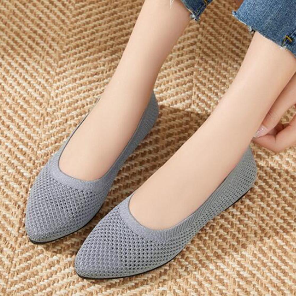 Купить Женские балетки с острым носком, женские удобные вязаные ...