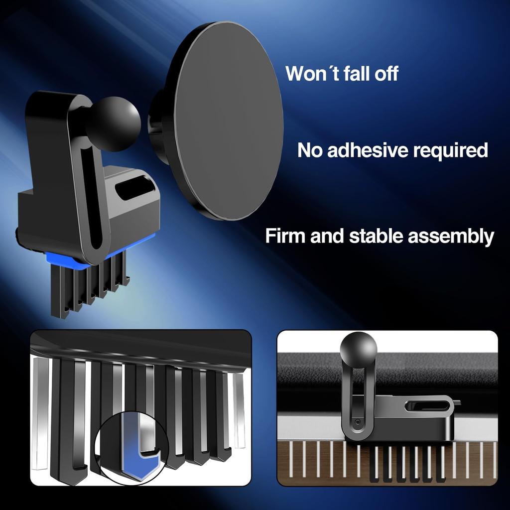 TEEQ Car Phone Holder For Tesla Model 3/Y Air Outlet Lossless Mount Magnetic Wireless Charger 15W Fast Charging Free Adjustable