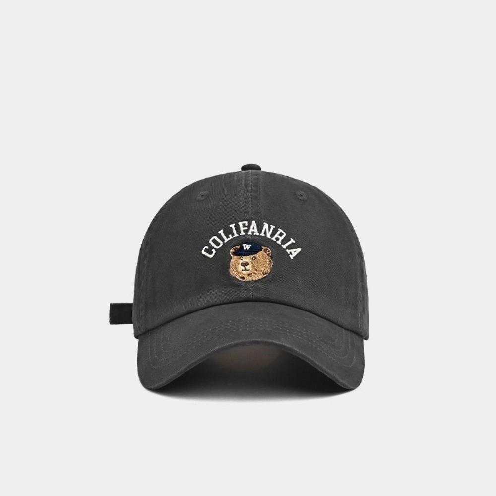 Solid Color Men Women Baseball Cap Korean Snapback Hat Casual Bear Embroidery Cap  Teenagers