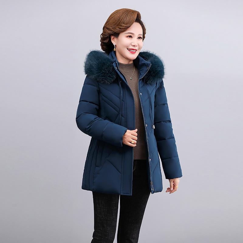 

Cotton-padded Women s Short Winter Coat with Big Fur Collar Cotton-padded Jacket Middle-aged and Elderly Loose Cotton-padded Jacket Warm Coat 6XL