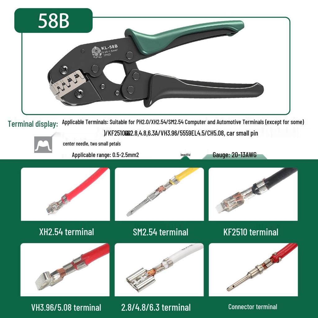 6.5" Mini Crimping Tool for Tubular Terminals and MC4 Connectors