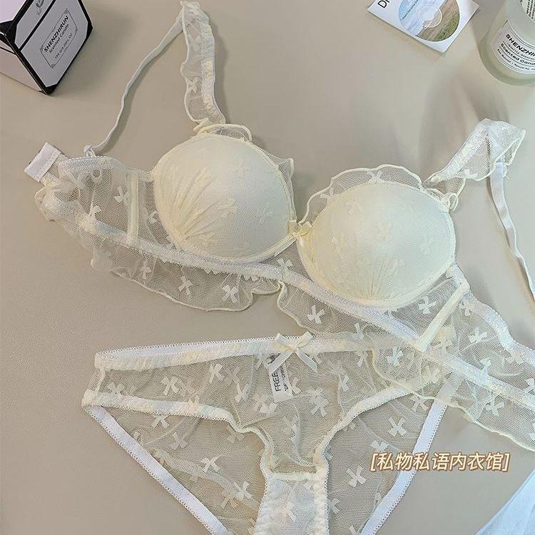 Fragrant love butterfly, underwear women's small breasts thin sexy gathering no steel ring anti-sagging girl lace bra cover
