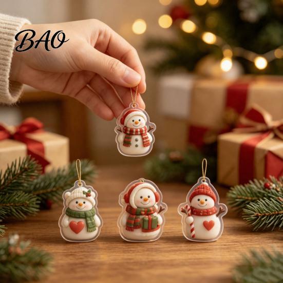 Collectible Holiday Toys Snowman Christmas Countdown Calendar, 24-Day Acrylic Ornament Set with Winter Novelty Items Figures, Tree Hanging Decor, Gift