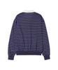 AMES-WORLDWIDE V Neck Collar Stripe Sweatshirt Purple