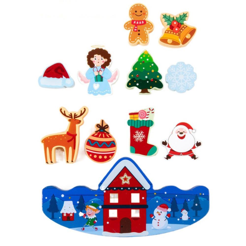 3D Puzzle Christmas Building Blocks Stacking Toy Wood Christmas Stacking Game Children Girls Boys