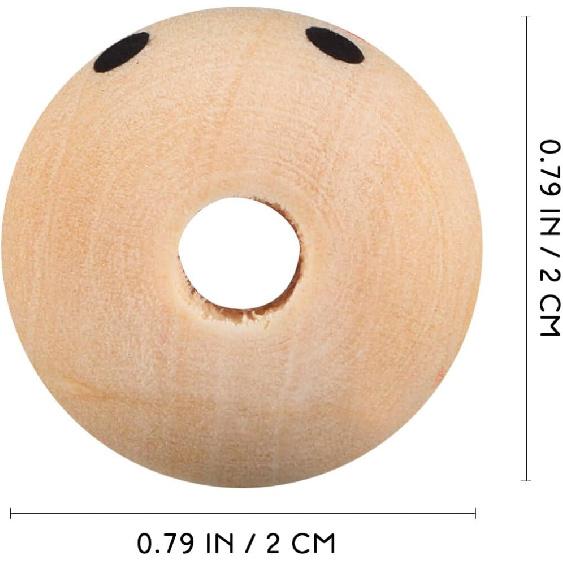 COHEALI 100pcs Smiling Face Wooden Beads Wood Spacer Beads Loose Bead 20mm Painted Wooden Beads for DIY Bracelet Necklace Jewelry Making Hair Crafts