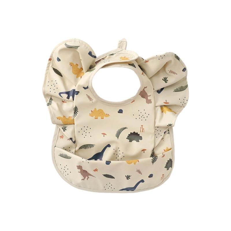Cute Flying Sleeve Shaped Feeding Bib with Water Proofing Layer, Adjustable Saliva Towel for Baby 6-36 Months
