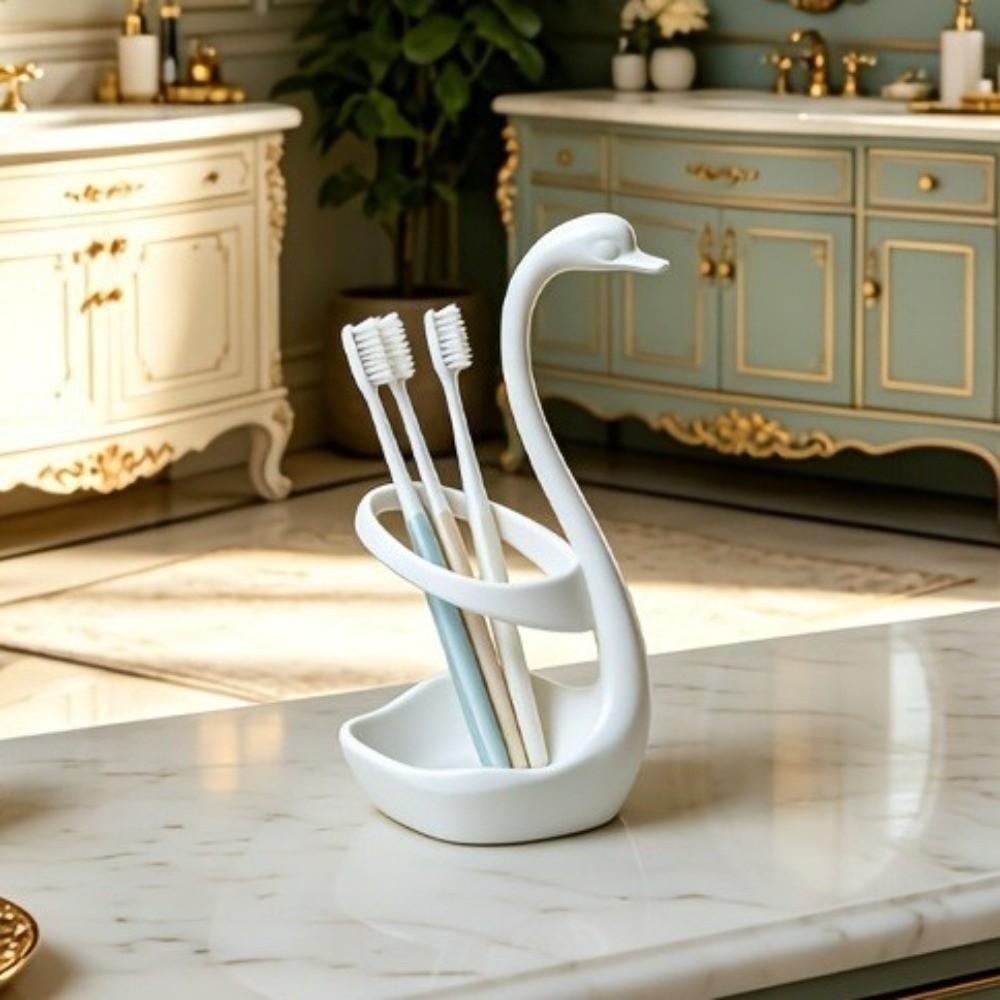 Plastic Swan Toothbrush Holder 3D Printing Toothpaste Stand Base Makeup Brush Shelf  Home Use