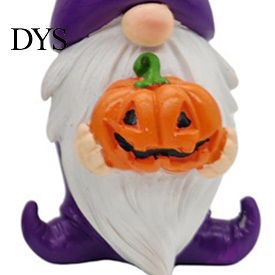 Cute Cartoon Wizard Gnomes Halloween Gnome Resin Figurine, Broom Cauldron Pumpkin Dwarf Home Accents Statue for Desk Shelf, Spooky Holiday Party