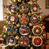Decoración Festiva de Pared DIY Kit de Adornos de Pintura con Pedrería de Navidad de 12 Piezas, Adornos de Perlas Artificiales para Fiesta en Casa Navideña, Colgante de Arte para Adultos, Árbol
