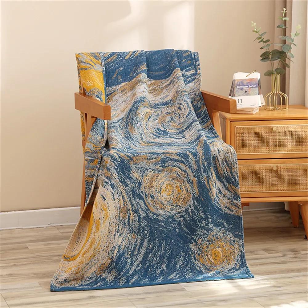 GGE Nordic Bohemian Floral Bath Towel - 80×160CM Soft Absorbent Cotton Gauze Towel for Beach Bathroom Adult Accessories
