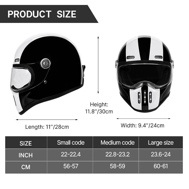 New Fashion Retro Motorcycle Helmets Fiberglass Shell Vintage Cafe Racer Fiber Glass Full Helmet for Motocross Scooter
