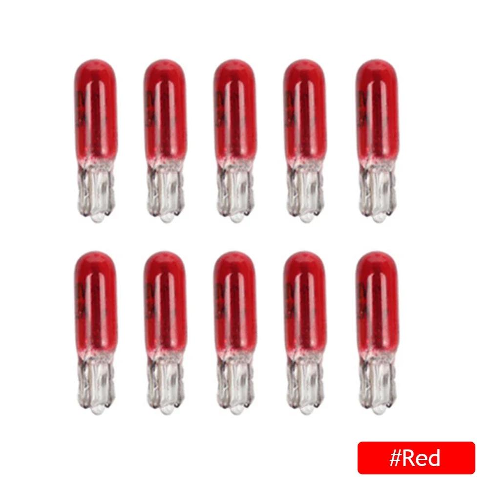 10pcs W2W T5 12v 1.2w Car Halogen Lamp Instrument Lights Dashboard Bulb Auto Interior Light Car Styling Blue Red Amber Yellow