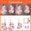 Cute Theme Christmas Cartoon Pink Hat Scarf Snowman Pattern Women Earrings