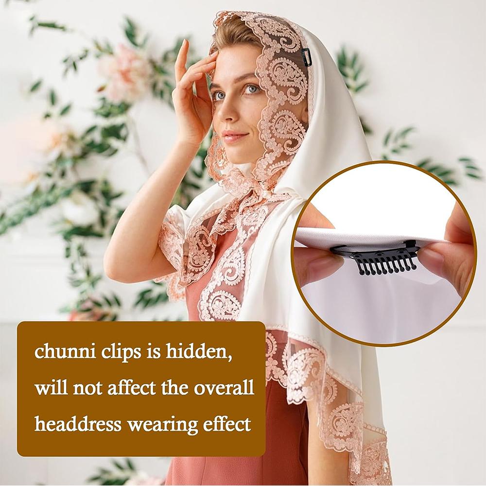 15Pcs Dupatta Clip With Safety Pins 10-Tooth Stainless Steel Hair Extension Clip