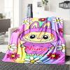 Cute Monster With Flowers Blanket With Customizable Name Comfortable In All Seasons Suitable For Sofas Beds Travel Camping And Office Decoration A