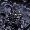 LENNIK "Triasteria" Adjustable Star Ring Silver-Clad White Copper Gothic Punk Edgy Jewelry for Men Women Retro Accessories Gift