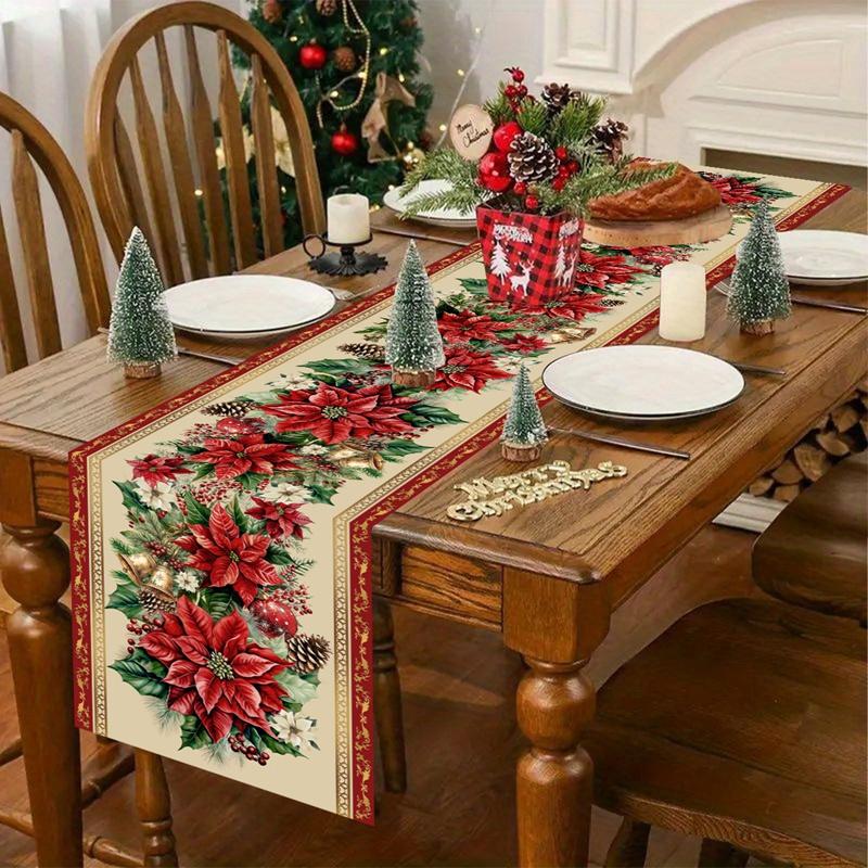 Christmas Ball Table Runner Merry Christmas Decorations For Home 2026 Cristmas Table Cover Navidad Noel Gift New Year Tablecloth