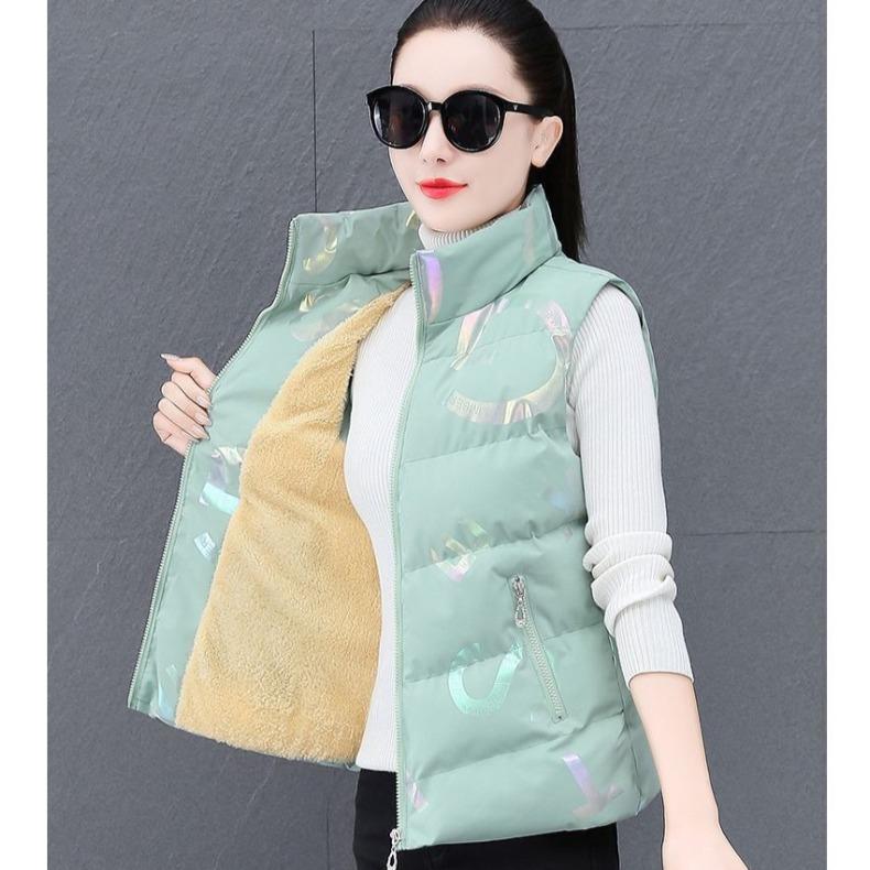 Winter Warm Fleece Vest Fashionable Casual Thickened Padded Outerwear for Women