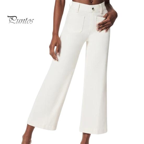 

Женские джинсы с высокой талией, эластичный расклешенный подол, мытые с несколькими карманами, сплошной цвет, ретро, ​​до щиколотки, свободные длинные брюки, брюки для путешествий M белый
