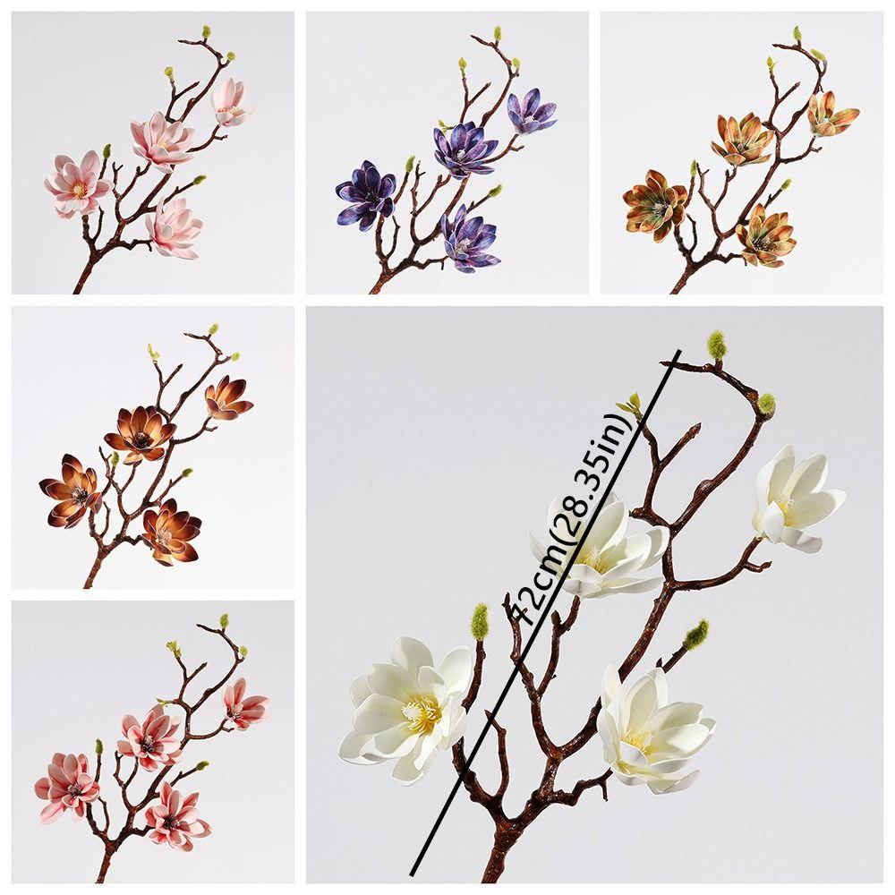 Flor de Magnolia Artificial Grande Hecha a Mano Simulación de Tacto Real Magnolia Grande Rama de Magnolia Falsa Realista Decoración de Jardín