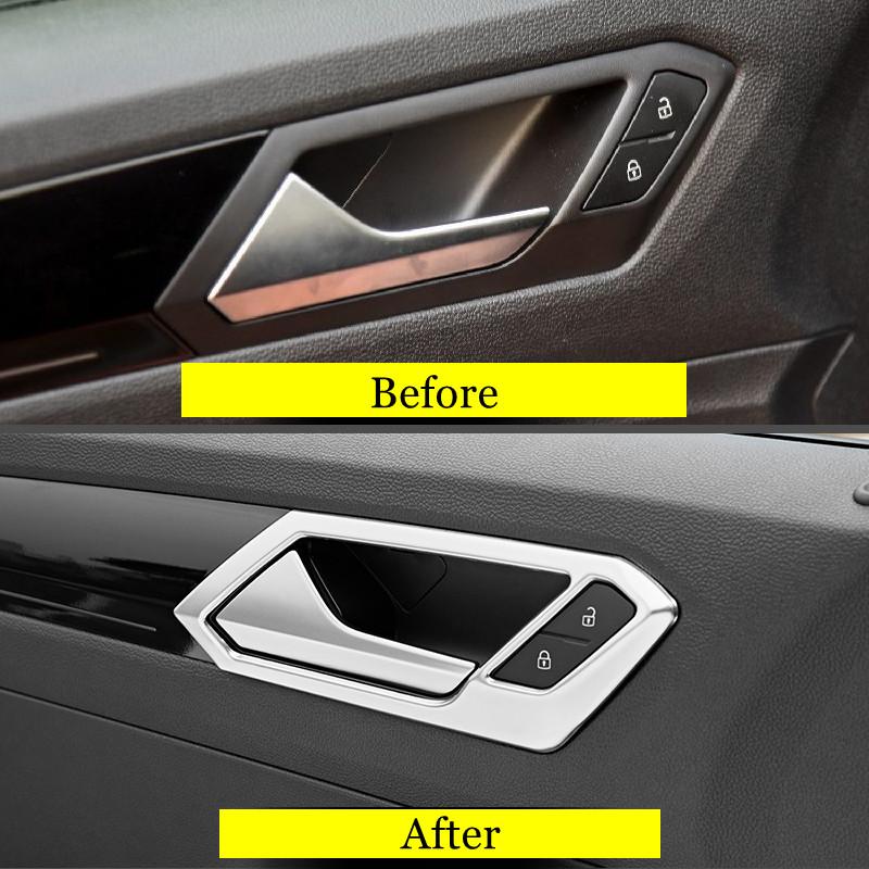 Stainless steel Inside Door Handle Bowl Cover Trim Frame Decoration For Volkswagen T-Roc TROC 2017-2022 Inner Car Accessories