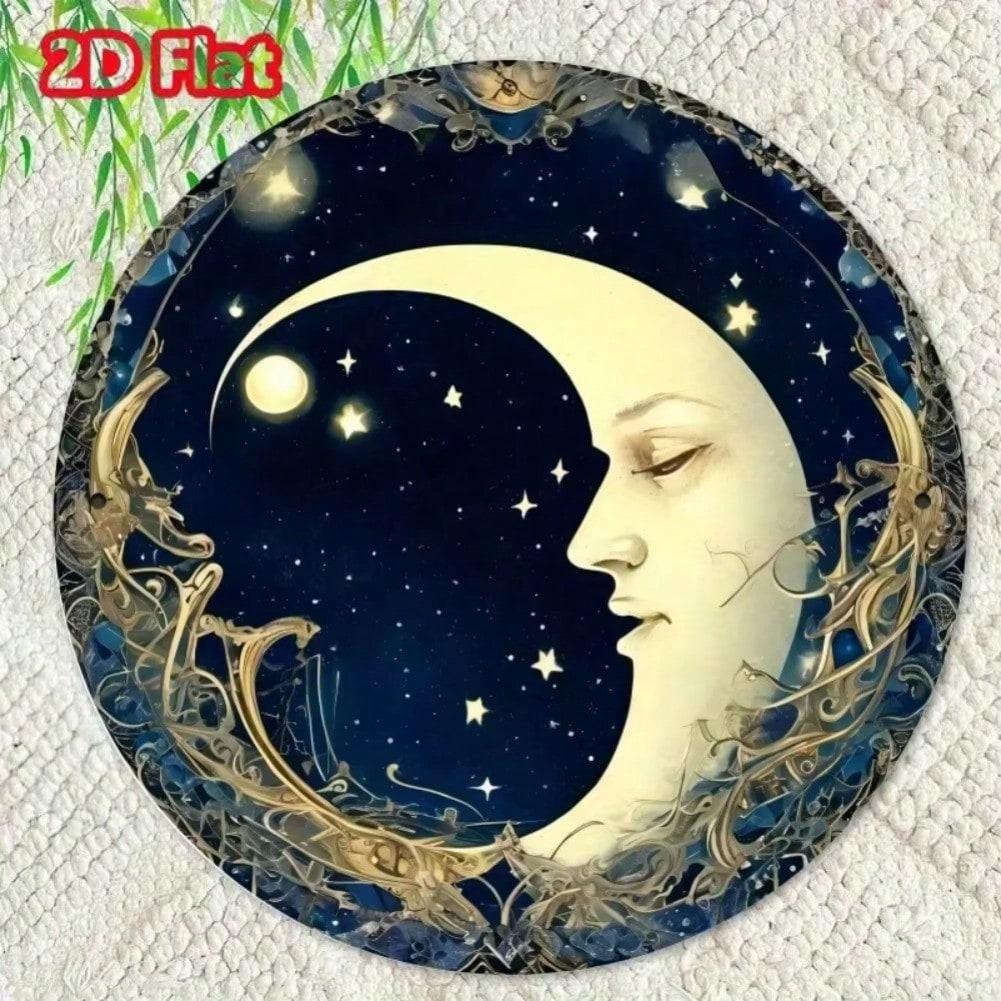 Celestial Moon Round Metal Wall Art Home Decor Sign Halloween Hanging Picture 20x20