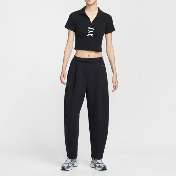 Nike Pantaloni Larghi da Donna in Pile Moderno a Vita Media Neri HV1965-010