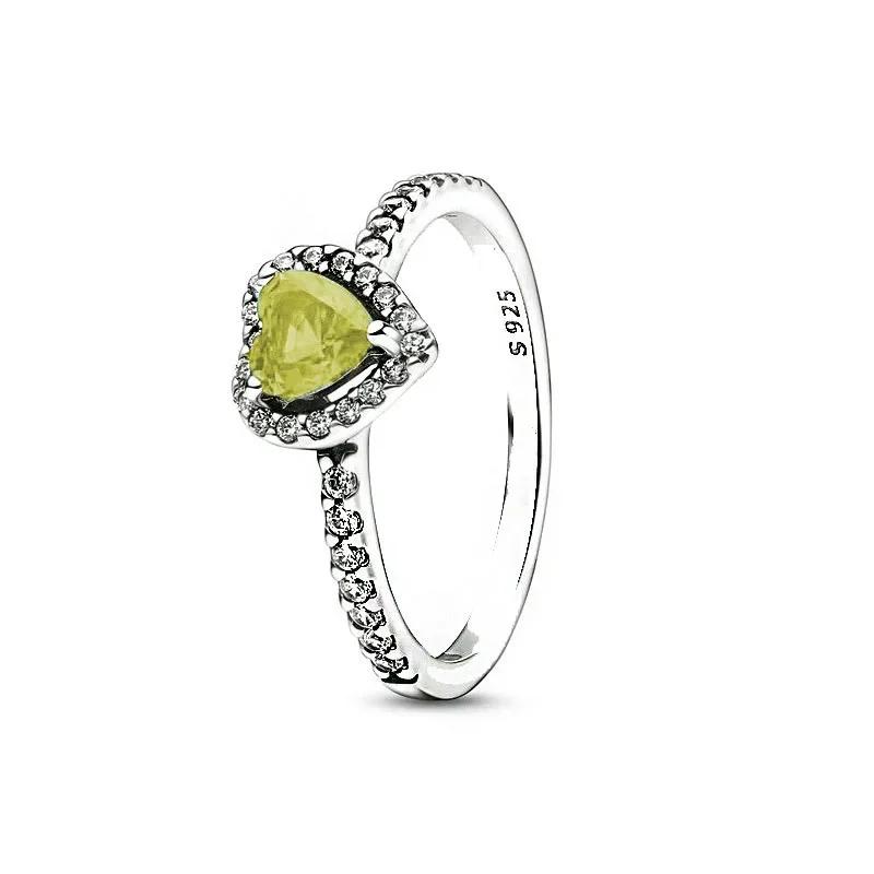 Inel din argint 925, inel roșu cu cristal în formă de inimă, se potrivește doamnelor fermecătoare ca accesorii, cadouri de bijuterii DIY