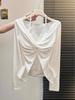 Korean Style Lace Patchwork Faux Two-Piece Long Sleeve T-shirt for Women - Autumn/Winter Spicy Girl Inner Base Layer Top