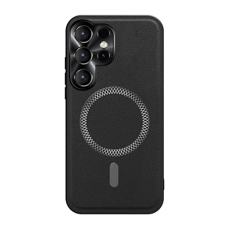 For Samsung Galaxy S26 S25 S24 S23 S22 Ultra Plus High End Leather Metal Magnetic Ring Phone Case For Samsung S25FE S24FE S23FE