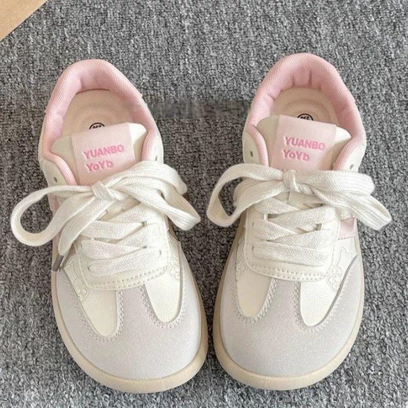 Little White Shoes Women's 2025 Summer New Pink Ugly Cute Moral Training Shoes Chic Niche Korean Version Round Head Learning Casual Board Shoes