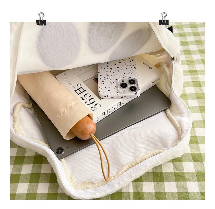 Cute Cat Paw Plush Backpack for Girls - Single Shoulder & Student Style for Autumn/Winter