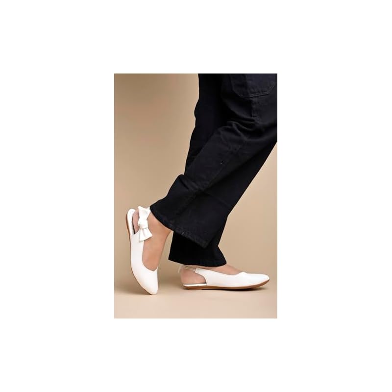 Shoetopia Casual Side Bow Detailed White Flat Belly For Women & Girls-Eu37 4 UK белый