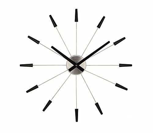 NeXtime wall clock "PLUG INN", very quiet, black, stainless steel, ø58 cm